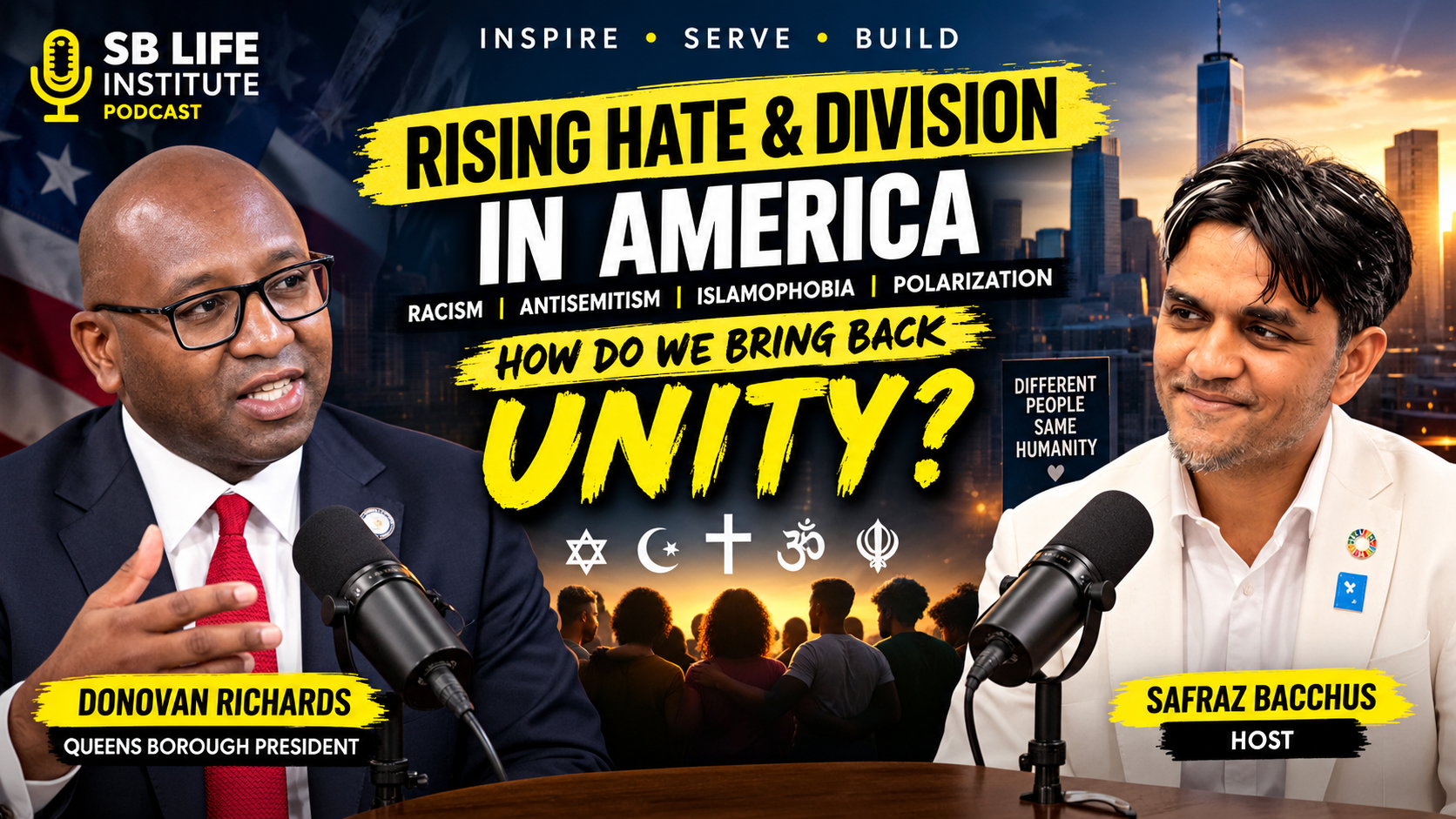 Thumbnail: Rising Hate and Division in America, with Donovan Richards and Safraz Bacchus